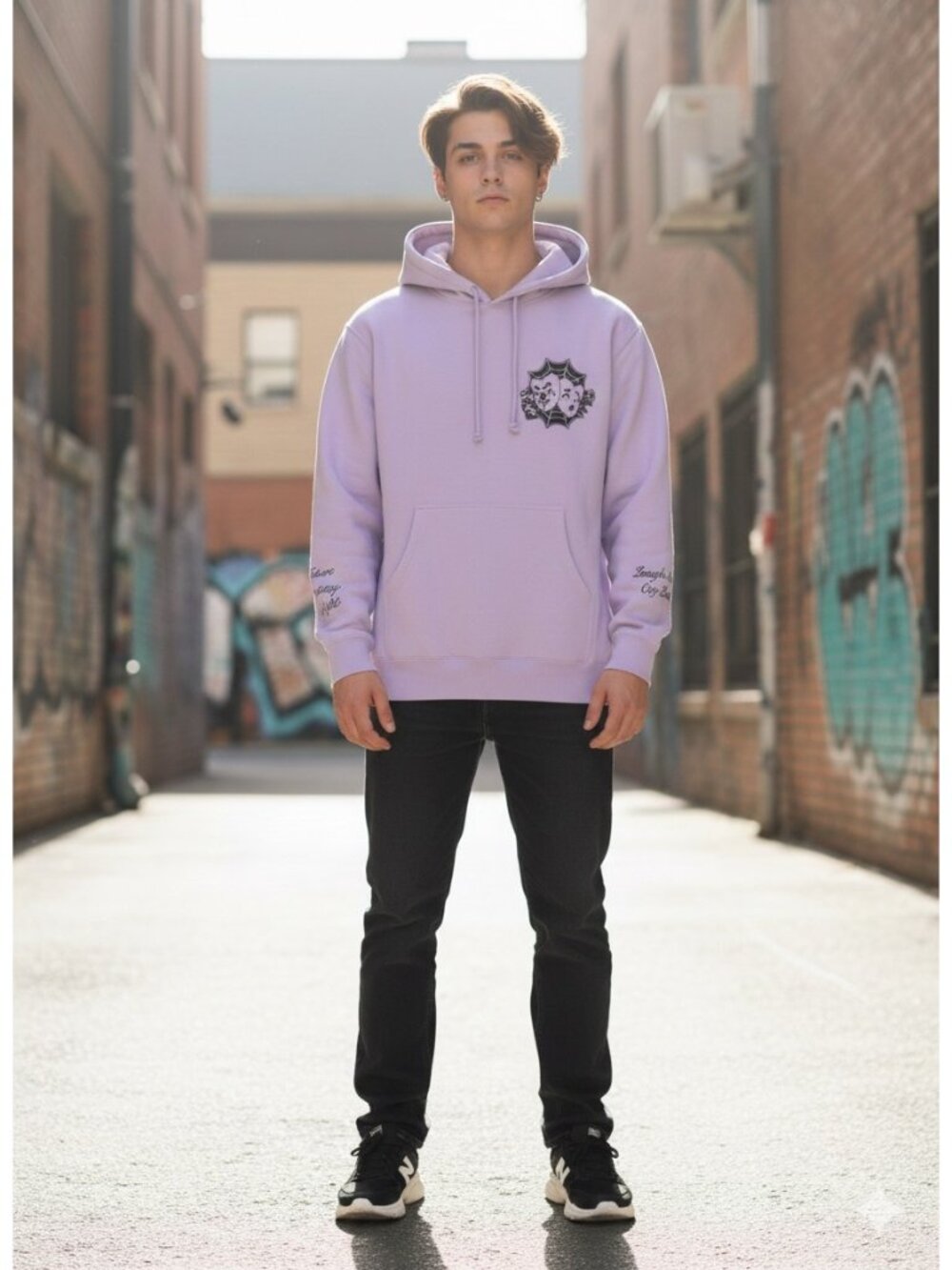 Future Fantasy Delight Mens Smile Now Cry Later Hoodie Purple Sz S NWT MeowWolf